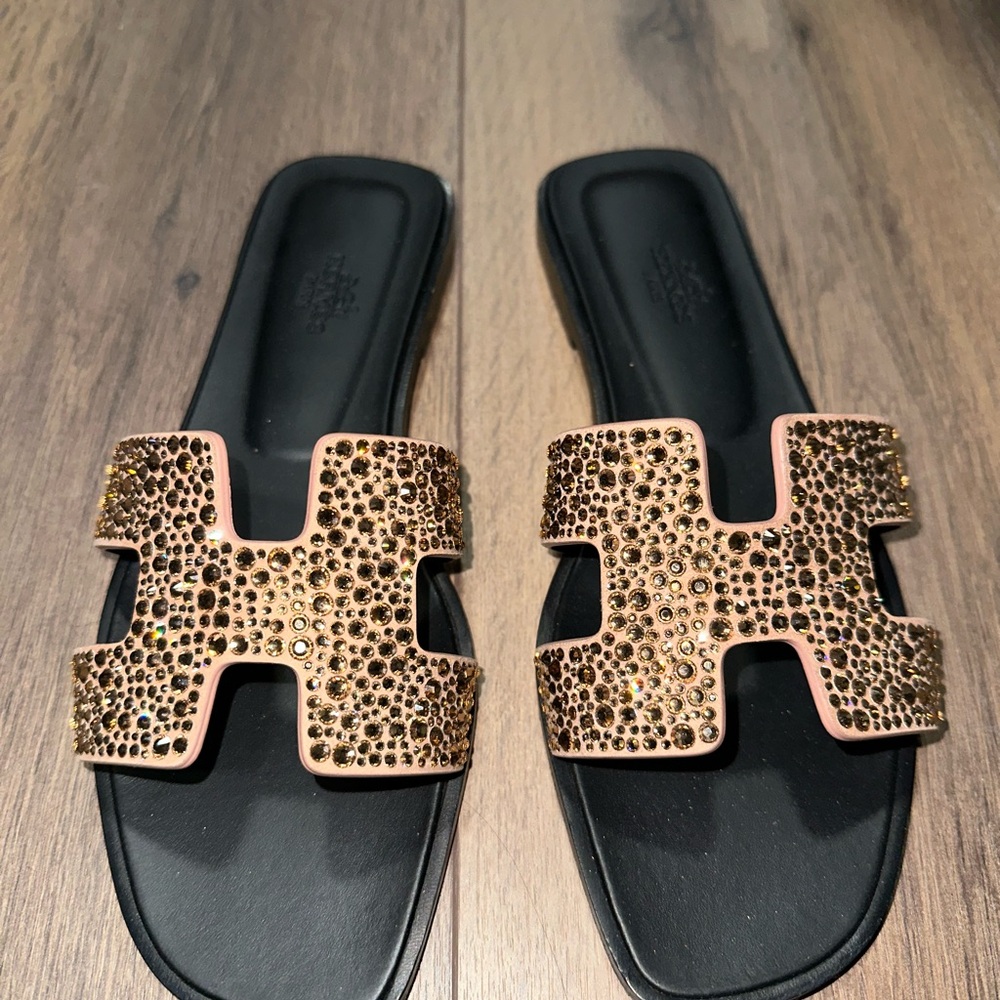Hermes Crystal Orans in Nude 38